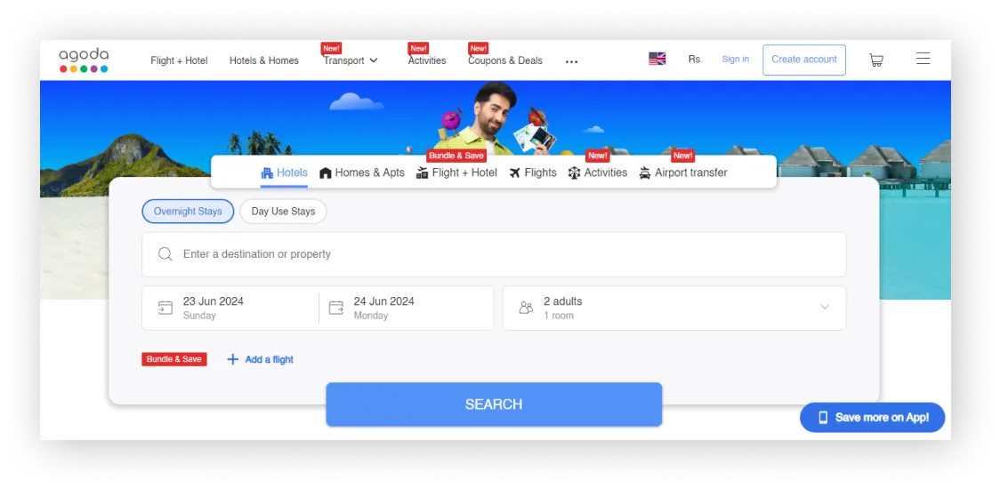 Agoda hotel booking website design