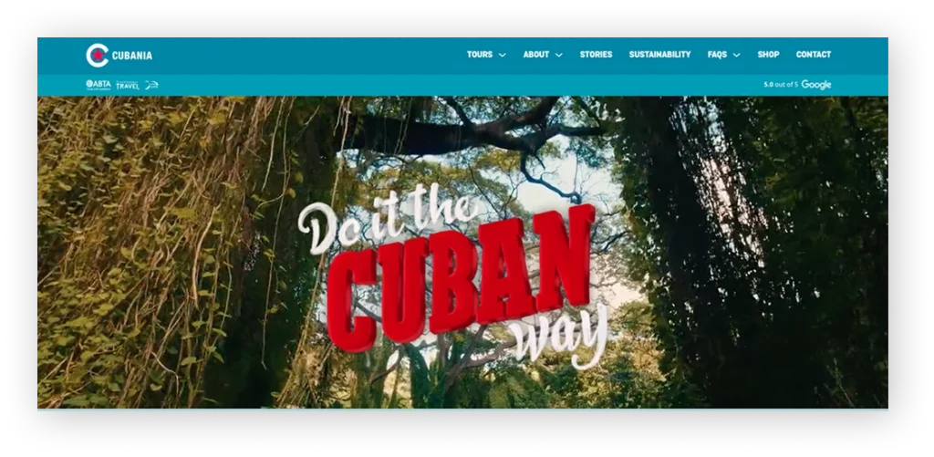 Cubania Travel sustainable tourism website example
