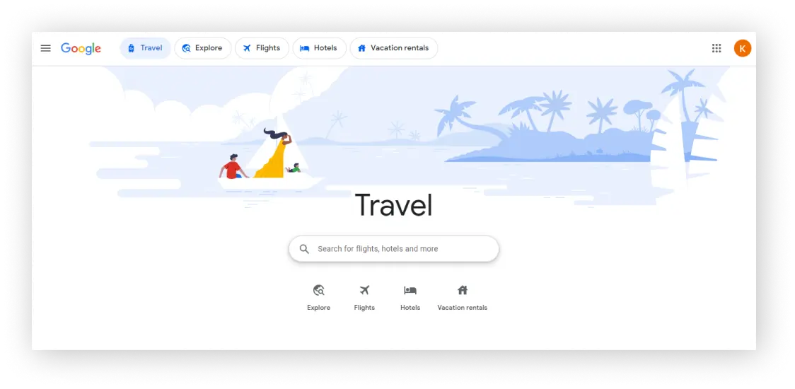 Google Travel minimalist website example